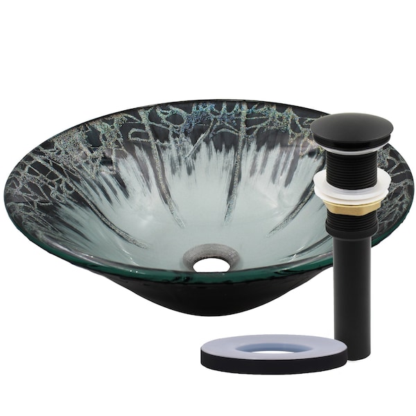 Novatto CREDERE Artsy Glass Vessel Bath Sink Set in Matte Black NOHP-G19012MB - main
